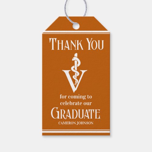 Orange White Veterinary School Graduation Party Gift Tags