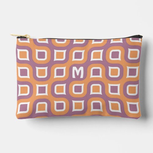 Orange White violet Purple Midcentury Art Pattern Accessory Pouch