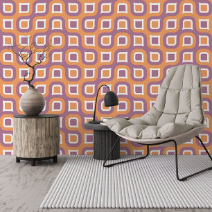 Orange White Violet Purple Midcentury Art Pattern Wallpaper