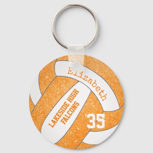 orange white volleyball bag tag w player team name keychain