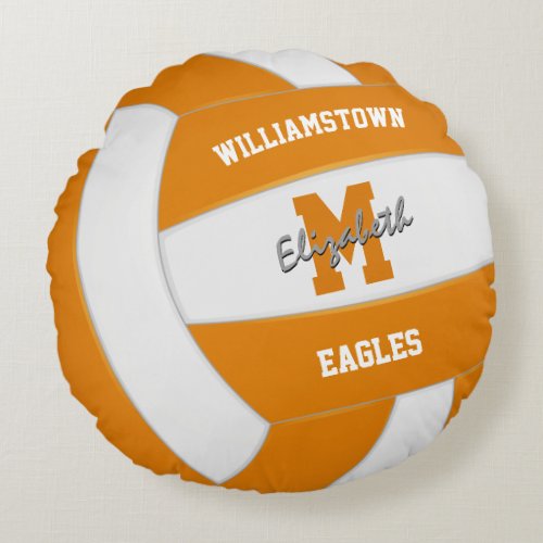 orange white volleyball sports team colors  round pillow