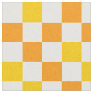 Orange White Yellow Checkered Pattern Design  Fabric