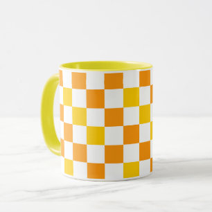 Orange White Yellow Checkered Pattern Design Mug