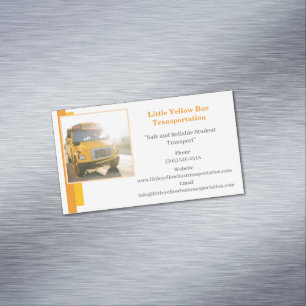 Orange White Yellow School Bus Driver Business Card Magnet