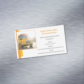 Orange White Yellow School Bus Driver Business Card Magnet