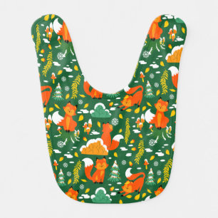 Orange Wild Autumn Winter Forest Fox Baby Bib