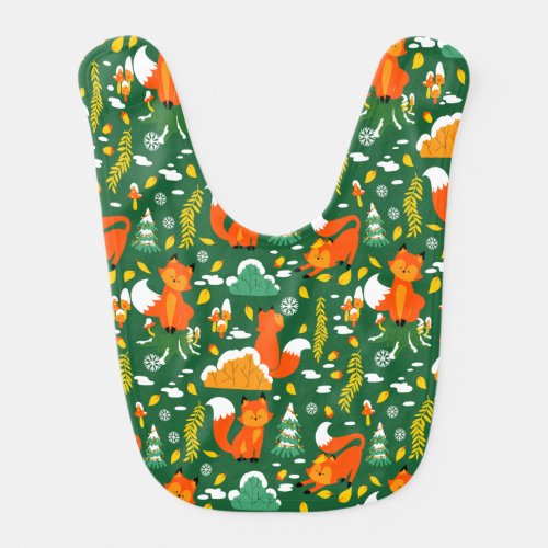 Orange Wild Autumn Winter Forest Fox Baby Bib