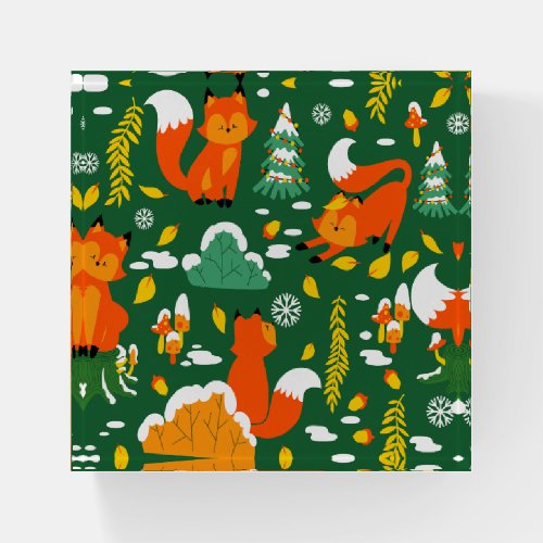 Orange Wild Autumn Winter Forest Fox Paperweight