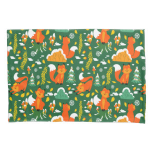 Orange Wild Autumn Winter Forest Fox Pillow Case