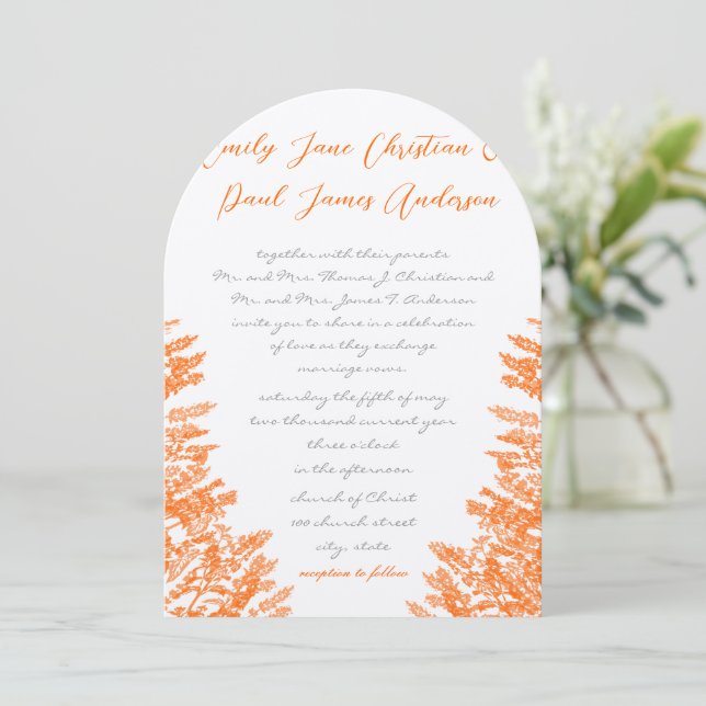 Orange Wild Flowers and Bees Wedding Invitations (Standing Front)