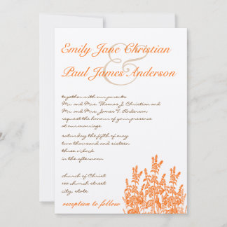 Orange Wild Flowers and Font Wedding Invitations