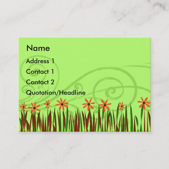 Orange  Wild Flowers Business Card (Front)
