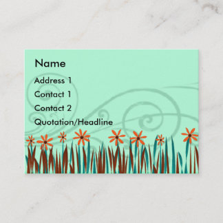 Orange Wild Flowers with Blue Grass Business Card