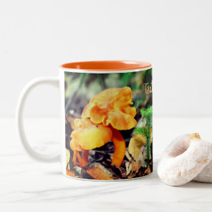 Orange Wild Mushrooms Nature Personalized Two-Tone Coffee Mug