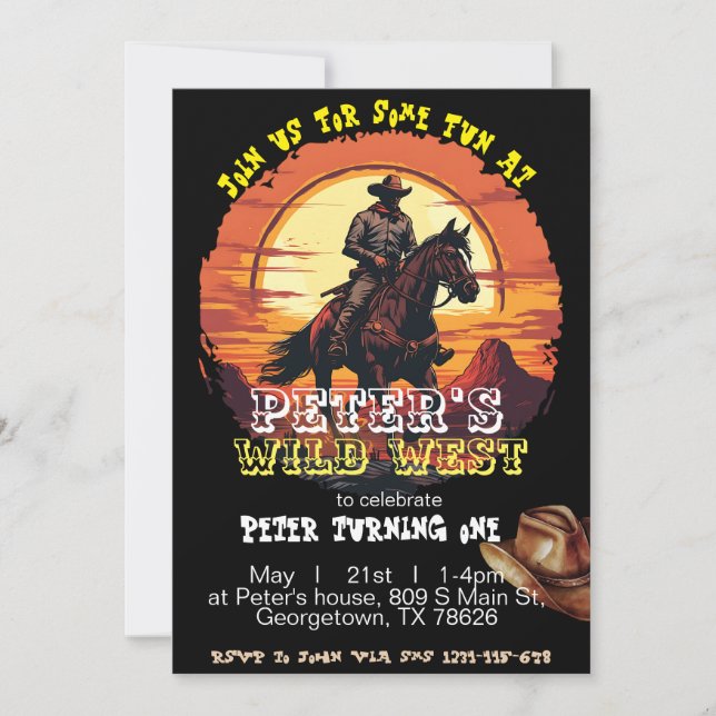 Orange Wild West western party Invitation (Front)