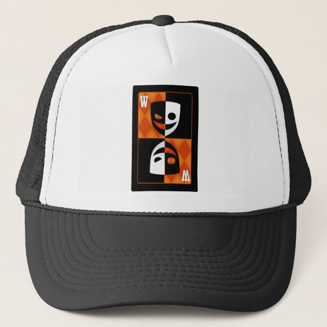 Orange Wildcard Poker Diamonds Trucker Hat (Front)