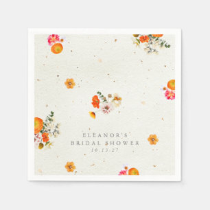 Orange Wildflower Personalized Bridal Shower Napkins