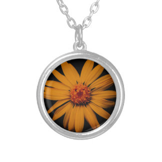 Orange Wildflower Silver Plated Necklace
