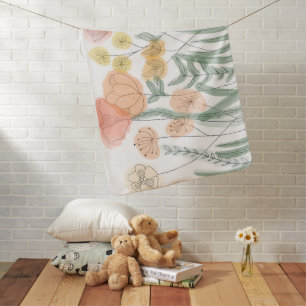 Orange Wildflowers Baby Blanket