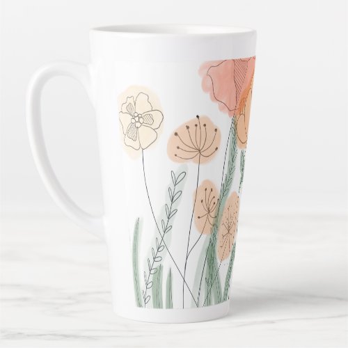 Orange Wildflowers Latte Mug