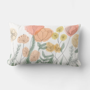 Orange Wildflowers Lumbar Pillow
