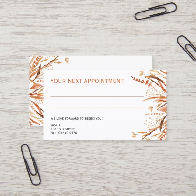 Orange Wildflowers no logo - Appointment Card (Front/Back In Situ)