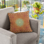 Orange Wine Sage Green Wavy Mandala Tile Outdoor Pillow at Zazzle