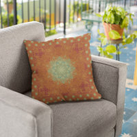 Orange Wine Sage Green Wavy Mandala Tile