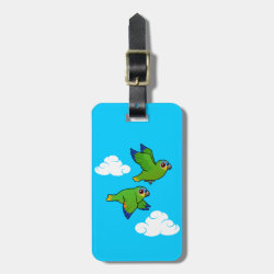 Orange-winged Parrots in Flight Small Luggage Tag with leather strap