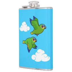 Orange-winged Parrots in Flight Vinyl Wrapped Flask, 8 oz.