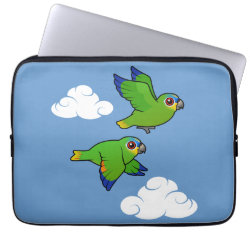 Orange-winged Parrots in Flight Neoprene Laptop Sleeve 13 inch