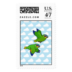 Orange-winged Parrots in Flight Large Stamp 2.5