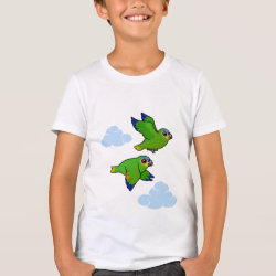 Orange-winged Parrots in Flight Kids' Bella+Canvas Crew T-Shirt
