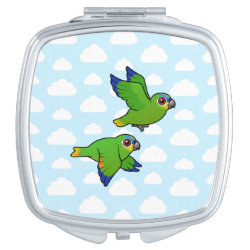 Orange-winged Parrots in Flight Square Compact Mirror