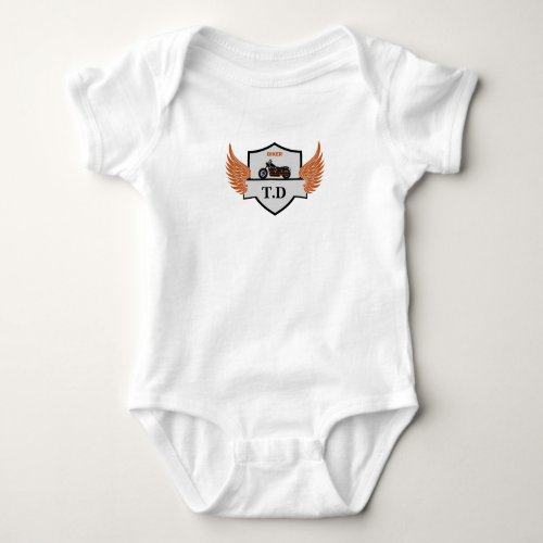 Orange wings gray and motorcycle personalizable baby bodysuit