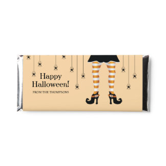 Orange Witch Legs And Spiders Happy Halloween Hershey Bar Favors