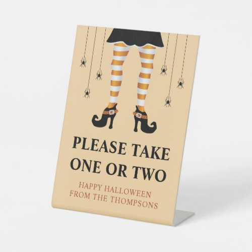 Orange Witch Legs Halloween Trick Or Treaters Note Pedestal Sign