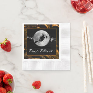 Orange Witch Silhouette Halloween Napkins