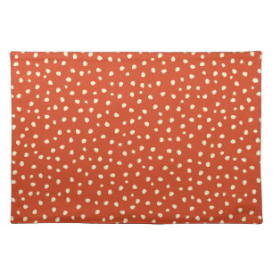 Orange With Beige Dots Cloth Placemat