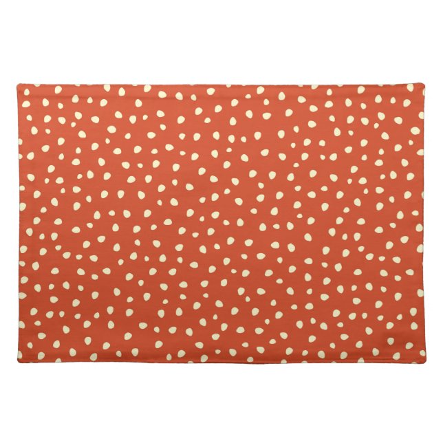 Orange With Beige Dots Cloth Placemat (Front)