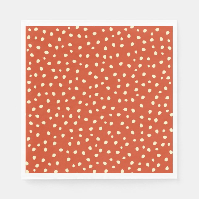 Orange With Beige Dots Paper Napkins (Front)