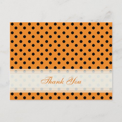 Orange with Black Polka Dot Thank You Cards