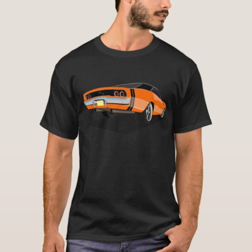 Orange with Black Stripes 68 Charger T_Shirt