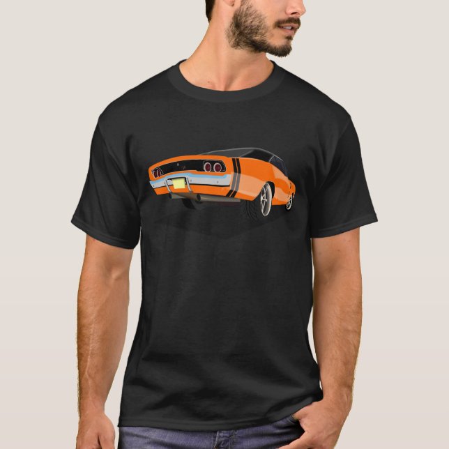 Orange with Black Stripes '68 Charger T-Shirt (Front)