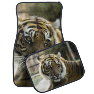 Orange with black stripes Bengal tiger photo Car Floor Mat