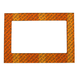 ORANGE WITH DIAGONAL HALLOWEEN SAYING MAGNETIC FRAME