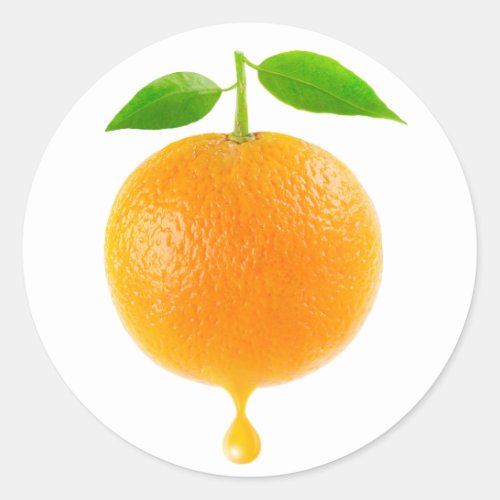 Orange with drop of juice classic round sticker