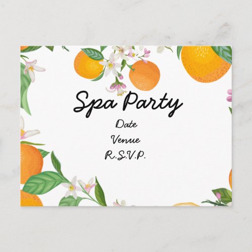Orange with flower for Spa party invitation  Postcard