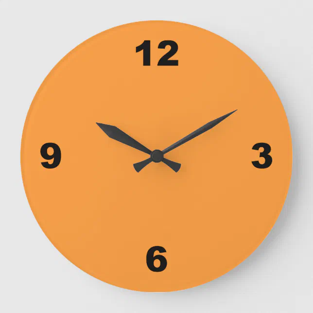 Orange with Large Black Numbers Wall Clock | Zazzle