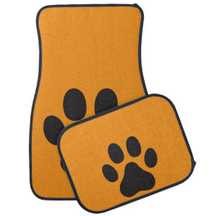 Orange with paw print car matts car floor mat
